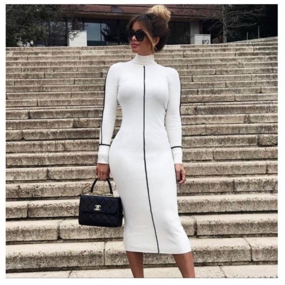 Zara knit Ecru ribbed dress - Picture 6 of 8